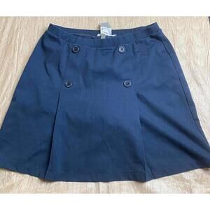School Uniform Navy Blue Skort Skirt with Shorts Girls Sz 16 Button Front